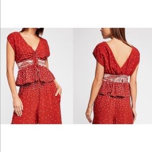 Free People Babylon River Ruffled Hem Blouse